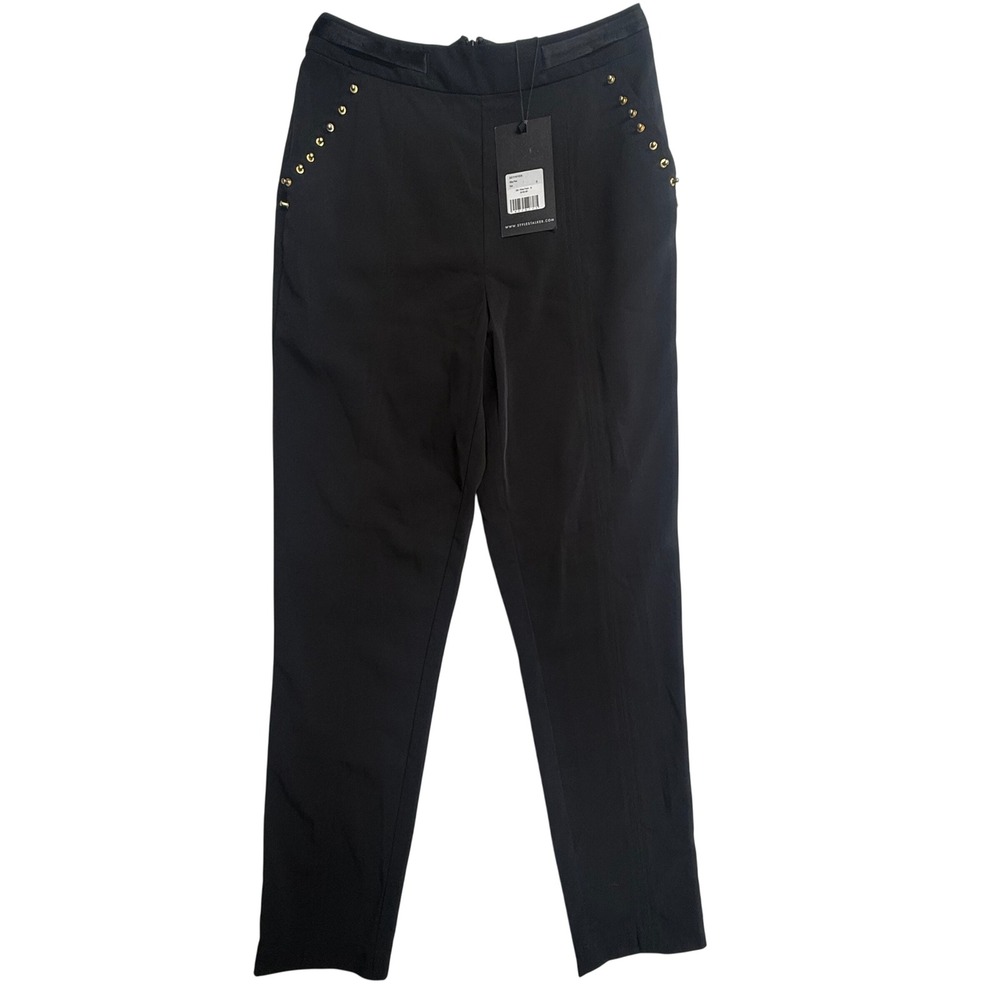 StyleStalker Riley Pant Black Gold Studded Trousers Women's Small NWT